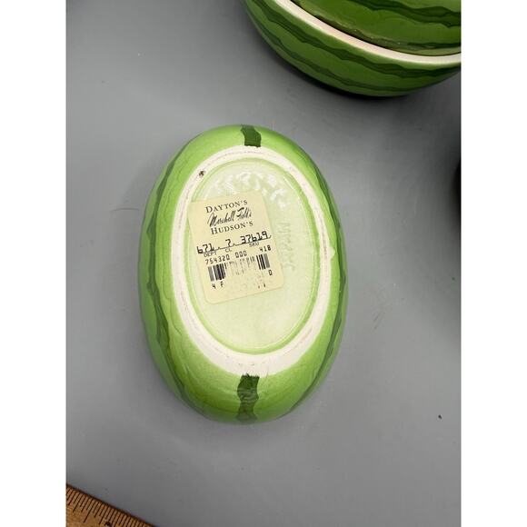 Vintage Watermelon Bowls Set of 6 Ceramic Oval Fruit Dessert Dayton’s Hudson’s - Picture 3 of 8
